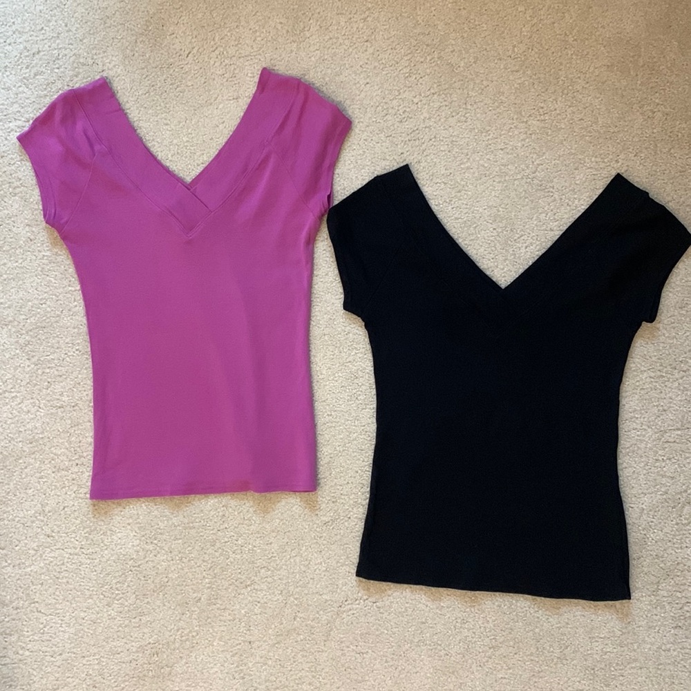 2 100% cotton size small GAP v neck t shirts.